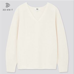 Uniqlo 3D Knit Cotton V-Neck Sweater